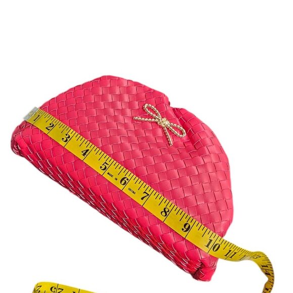 Anthropologie Maeve The Frankie Mini Clutch, Woven Bow Edition, Red, Chain Strap - Picture 7 of 8